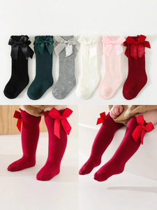 Nouvelle Arrivée Chaussettes Longues Tricotées Respirantes pour Bébé Fille et Garçon 1-3 Ans avec Nœud Décoratif - Product Image 3