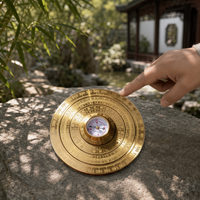 Boussole Feng Shui en laiton massif émaillé, Bagua Luo Pan rotatif gravé CNC, ornement de bureau traditionnel chinois, décoration d'intérieur, cadeau