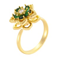 Bague Spinner en Diamant Zircon Plaqué Or 18k pour Femme Tempérament Léger Luxe Ouvert Marguerite Étoile Lune