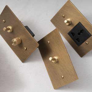 Công tắc đèn tường kiểu cổ điển bằng đồng thau 220V, núm xoay, điều chỉnh độ sáng LED, ổ cắm 10A cho phòng khách, tùy chỉnh, kiểu tạm thời, tiêu chuẩn Úc - Product Image 5