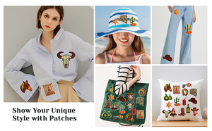 Toppe di Cowboy Vintage alla moda su misura ferro-on ricamato cappello di stivale per ragazzo/uomo in stile occidentale tessuto fiore all'ingrosso per i vestiti - Product Image 4