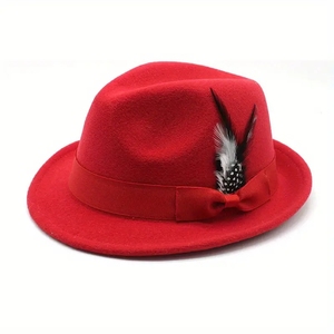 Mới Đến Tùy Chỉnh Len Cảm Thấy Fedora <span class=keywords><strong>Hat</strong></span> Với Lông Unisex Bán Buôn Giá Rẻ Cho Mùa Hè Bên Ngoài Trời - Product Image 4