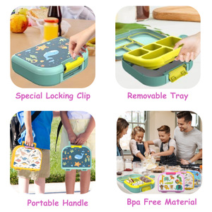Boîte à lunch pour enfants en plastique sans Bpa personnalisée une serrure logo pp récipient de stockage de préparation de repas avec poignée - Product Image 6