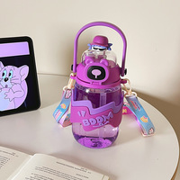 Portable 900ml dessin animé grande capacité en plein air été voyage bouteille grand ventre Double couche bouteille d'eau potable