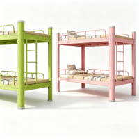 Meubles de maternelle les plus vendus - Lit superposé en métal coloré - Lit double pour enfants avec échelle