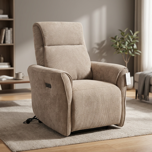 Fauteuil inclinable électrique contemporain en tissu avec accoudoirs rembourrés, fauteuil inclinable individuel en tissu, fauteuils relaxants - Product Image 1