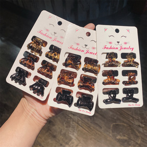 Bijoux fantaisie, ensemble de 6 pinces à cheveux en acétate, design nœud papillon, mignonnes, pour femmes, usage quotidien, emballage en carton - Product Image 1