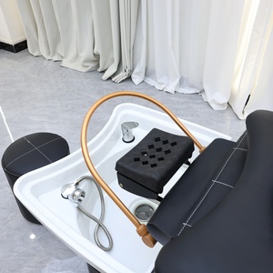 Sillón de Champú Profesional Moderno para Salón con Lavabo de Plástico, Cubierta de Cuero PU, Reposapiés Fijo, Equipo de Spa para Uso Comercial - Product Image 6