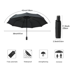 Parapluie pliant semi-automatique 3 volets, personnalisé avec logo, coupe-vent, imperméable, protection UV, avec étui – Vente en gros - Product Image 6