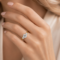 Bague de mariage personnalisée à trois pierres en diamant de laboratoire de 0,5 à 3 carats, or massif 10K/14K/18K, certifiée IGI, clarté VVS, CVD/HPHT, rhodiée