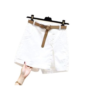 Shorts élégants pour femmes, été décontracté avec short ceinture Version coréenne des jupes pantalons A-line taille haute à boutons à la mode - Product Image 1