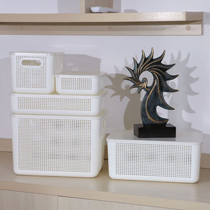 Caja de almacenamiento para dormitorio, cesta tejida apilable de alta calidad, juguetes, ropa, maquillaje, contenedor de almacenamiento de plástico - Product Image 4