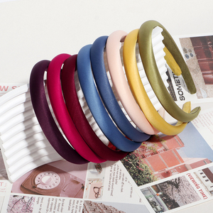 8 ألوان أربطة رأس ساتان سائبة أو شريط مضاد للانزلاق أو ربطة رأس صلبة سادة للنساء والفتيات إكسسوارات شعر يدوية الصنع - Product Image 2