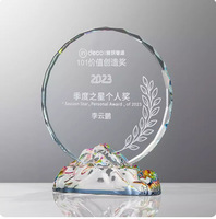 Trophée en cristal personnalisé, spectre irisé, base iceberg, dégradé de couleurs UV, souvenir d'anniversaire, cadeau de réussite