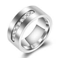 Bague de couple en zircon à la mode Bague en acier inoxydable pour femme Ensemble de bagues de mariage en diamant pour les couples