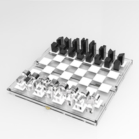 Jeu d'échecs de luxe en acrylique SHP, plateau transparent, pièces géométriques abstraites pour la décoration de la maison, décoration de bureau, cadeau