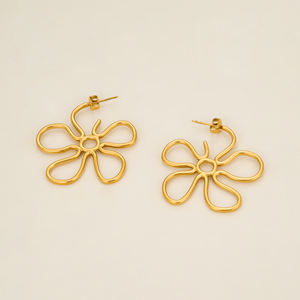 Pendientes de Acero Inoxidable Hipoalergénico con Baño de Oro de 18k, Diseño Floral Brillante, Línea Boho, Colección Otoño-Invierno 2026, Estilo <span class=keywords><strong>Barcelona</strong></span> Vacaciones, Joyería para Mujer Dazan - Product Image 6