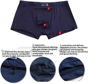 กางเกงในชายแบบพื้นฐาน ซ่อนกระเป๋าซิปสำหรับเดินทาง ระบายอากาศ ป้องกันแบคทีเรีย ป้องกันไฟฟ้าสถิตย์ บ็อกเซอร์บรีฟ ผ้าฝ้าย 100% - Product Image 6