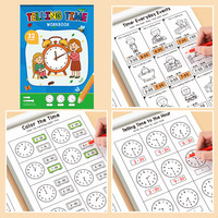 Cahier d'exercices pour enfants sur la lecture des heures avec logo personnalisé |   Horloge éducative pour la petite enfance : Cognition et décomposition du temps |   Cahier d'activités d'apprentissage de l'anglais