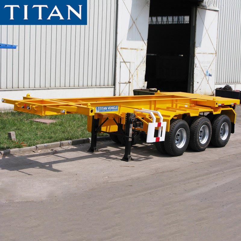 China Tri Axle Sliding Skeletal Trailer 20 ft Container Chassis