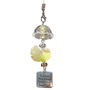 Gantungan Kunci Daun Ginkgo Buatan Tangan Kreatif, Tali Ponsel Berhias Manik-Manik, Aksesoris Tas Lucu Bergaya INS Sederhana - Product Image 5