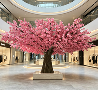 Dekorasi Latar Belakang Pernikahan Merah Putih Pink, Centerpiece Meja, Bunga, Pohon Bunga Sakura Buatan