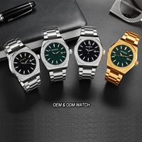 Montre-bracelet d'affaires en acier inoxydable avec logo personnalisé pour homme, cadran étoilé de luxe, résistante à l'eau, mouvement à quartz, cadeau
