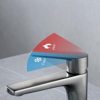 Robinet d'évier de lavabo en laiton monotrou contemporain mitigeur chaud-froid robinet de salle de bain vanne en céramique monté sur le pont mitigeur