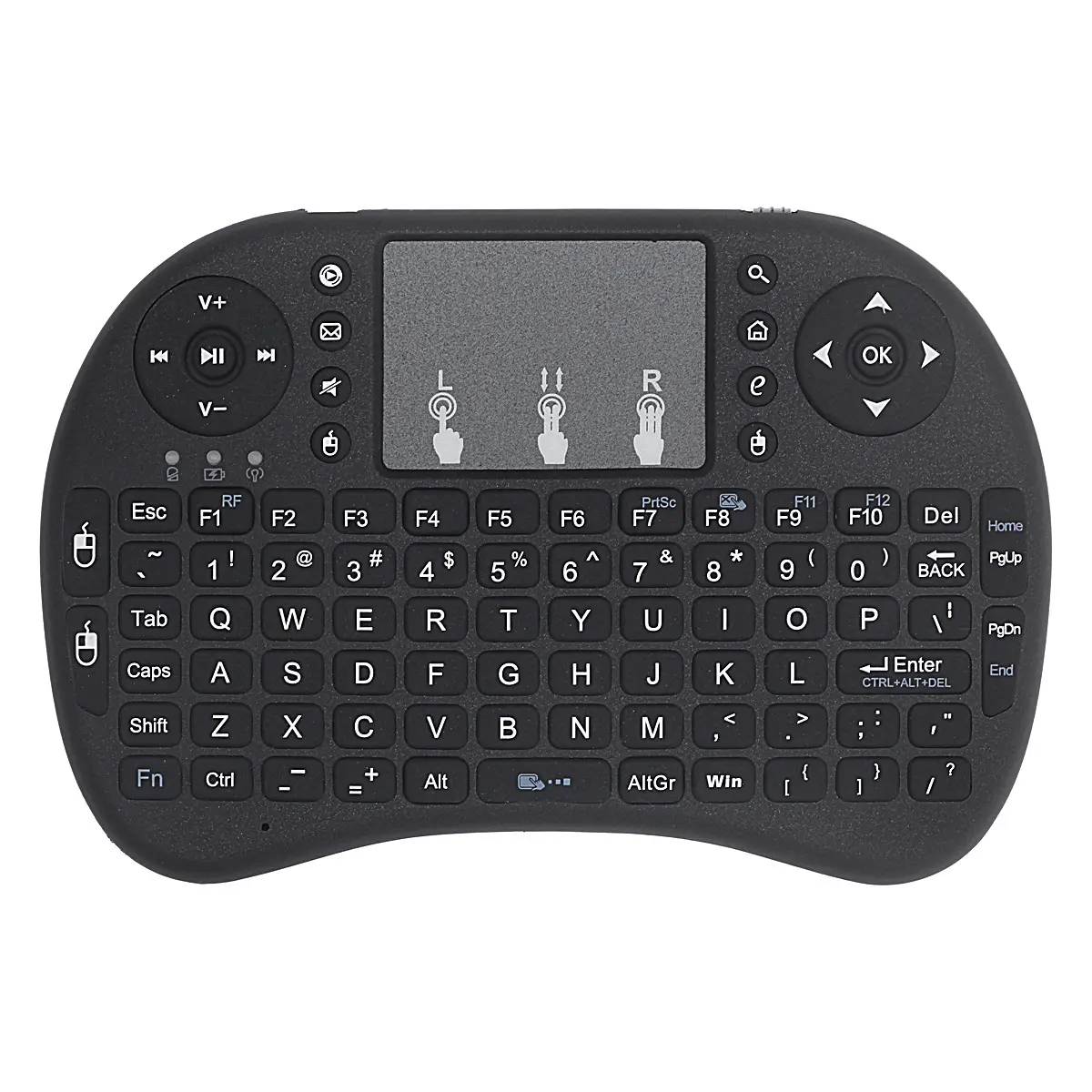 Grosir i8 mini kering daya lithium tiga-warna backlit pengendali jarak jauh keyboard