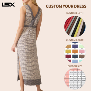 <span class=keywords><strong>Robe</strong></span> moulante écologique côtelée droite à col en V, sans manches, coupe ajustée, en maille, pour l'été et l'automne, idéale pour les soirées - Product Image 2