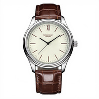 Jam Tangan Pria Modis Terlaris Gaya Baru Tali Kulit Casing Paduan Kuarsa 41mm 9mm Stok Tersedia