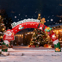 Arche gonflable de Noël personnalisée, porte arc-en-ciel illuminée en plein air moulée à l'air avec ventilateur intégré, vente directe d'usine JUNAO