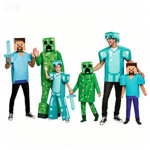 Costumes de cosplay d'Halloween pour la famille, personnages de jeu Pixel Block, costumes de jeu vidéo rétro pour adultes et enfants, tenues de fête - Product Image 1