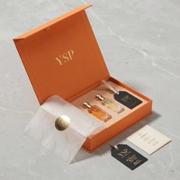 Ensemble d'emballage de luxe sur mesure pour parfum orange, boîte rigide pliable à fermeture magnétique avec insert personnalisé