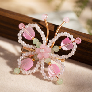 Pince à cheveux papillon perlée, nouveau style chinois, accessoire capillaire féerique pour enfants, style Hanfu ancien, frais et élégant - Product Image 2