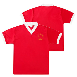 Мужская спортивная футболка в полоску с индивидуальным логотипом в стиле ретро, однотонная, с длинным рукавом, 100% полиэстер, V-образный вырез, контрастные цвета, водонепроницаемая - Product Image 1