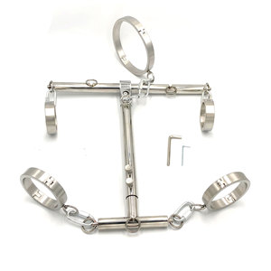 Kit de Restricción de Acero Premium con Tornillos, Collar Ajustable para Él y Ella, Esposas, Grilletes para Tobillos, Equipo Industrial BDSM para Juegos de Rol - Product Image 1