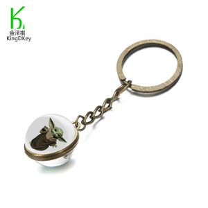 <span class=keywords><strong>Porte</strong></span>-clés en verre métallique en forme de boule de verre double face personnalisé Baby <span class=keywords><strong>Yoda</strong></span> - Product Image 5