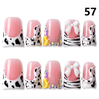 Faux Ongles Press-On Faits Main 601-605 Couleurs Fleurs Canard, 10 Pièces, Styles de Design Uniques pour Doigts