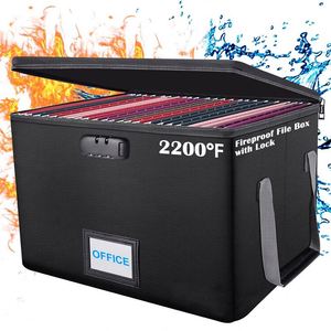 High-Temperature Fireproof Organizer <b>Box</b> Double-Layer Car Folding <b>Storage</b> Locker Lock <b>Waterproof</b> Office Fireproof File <b>Box</b> - Product Image 4