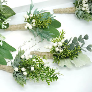 Fatto a mano in eucalipto Boutonniere con spilla per gli uomini matrimonio sposo migliore uomo artificiale verde Boutonniere matrimonio ballo di fine anno - Product Image 3