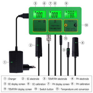 Medidor de <span class=keywords><strong>PH</strong></span> 4 en 1 <span class=keywords><strong>PH</strong></span> temperatura TDS RH de la calidad del <span class=keywords><strong>agua</strong></span> de Monitor con electrodo para <span class=keywords><strong>piscina</strong></span> acuario de <span class=keywords><strong>agua</strong></span> potable - Product Image 2