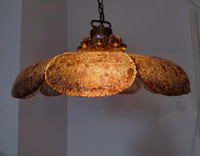 Lustre moderne du milieu du siècle en verre avec fleurs, lampe suspendue avec lumière LED blanc chaud à intensité variable
