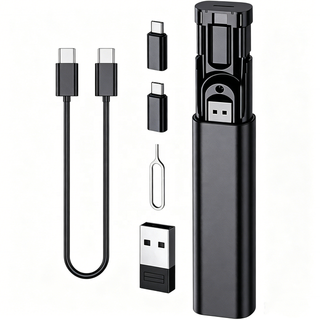 Portable All in One PD60W 3A Fast Charge 6 in 1 Type C Micro USB OTG Adapter Kit With SIM SD Card Slots Eject Tool Case for Gift