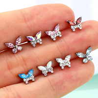 Toposh Zircon papillon Rock ASTM F136 g23 labret sans fil Push In top Anneaux oreille g23 piercing titane bijoux