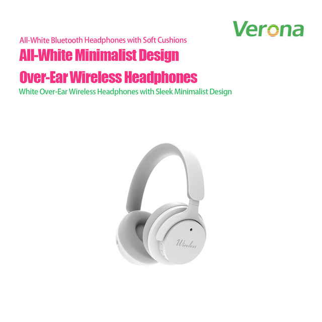 Comfortable White Over-Ear Headphones Wireless Headset Active Noise Cancellation (ANC) IPX-4 Waterproof Soft Ear Cushions Stable