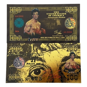 Billete de 100 Dólares de 2026 con 4 Diseños de la Serie America First <span class=keywords><strong>Blood</strong></span> Stallone Star, Bañado en Oro de 24K, para Regalos - Product Image 5