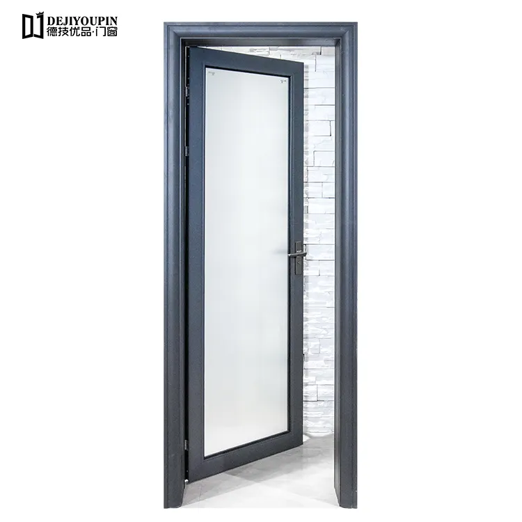 High Quantity Morden Tempered Glass Casement Aluminum Frame Interior Door For Bedroom