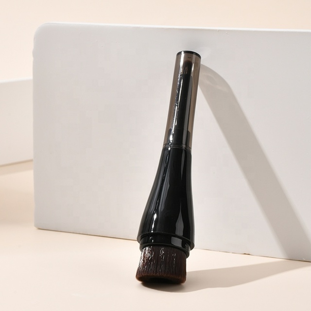 Single Makeup Brush Double Ended Plastic Handles Black Foundation Brush Angled Concealer Portable Cosmetic Brush
