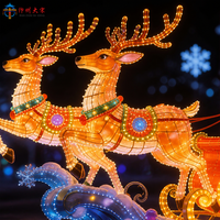 Weihnachts-Rentier-Schlitten Seiden-Laterne für Außenbereich Handgefertigte IP65 Wasserdichte LED-Feiertagsdekoration Große Festlaterne